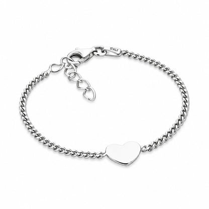 GIOVE MIO Pulsera de Cadena con Corazón en Plata 925. Plata 925 / Blanco / 10X8MM