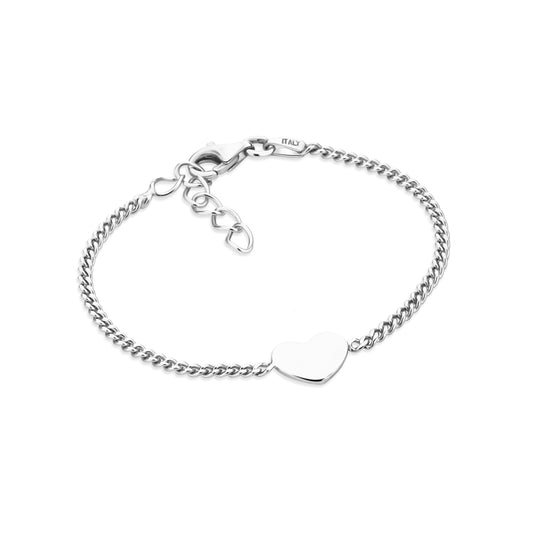 GIOVE MIO CHAIN BRACELET WITH HEART CHARM IN WHITE 925 SILVER