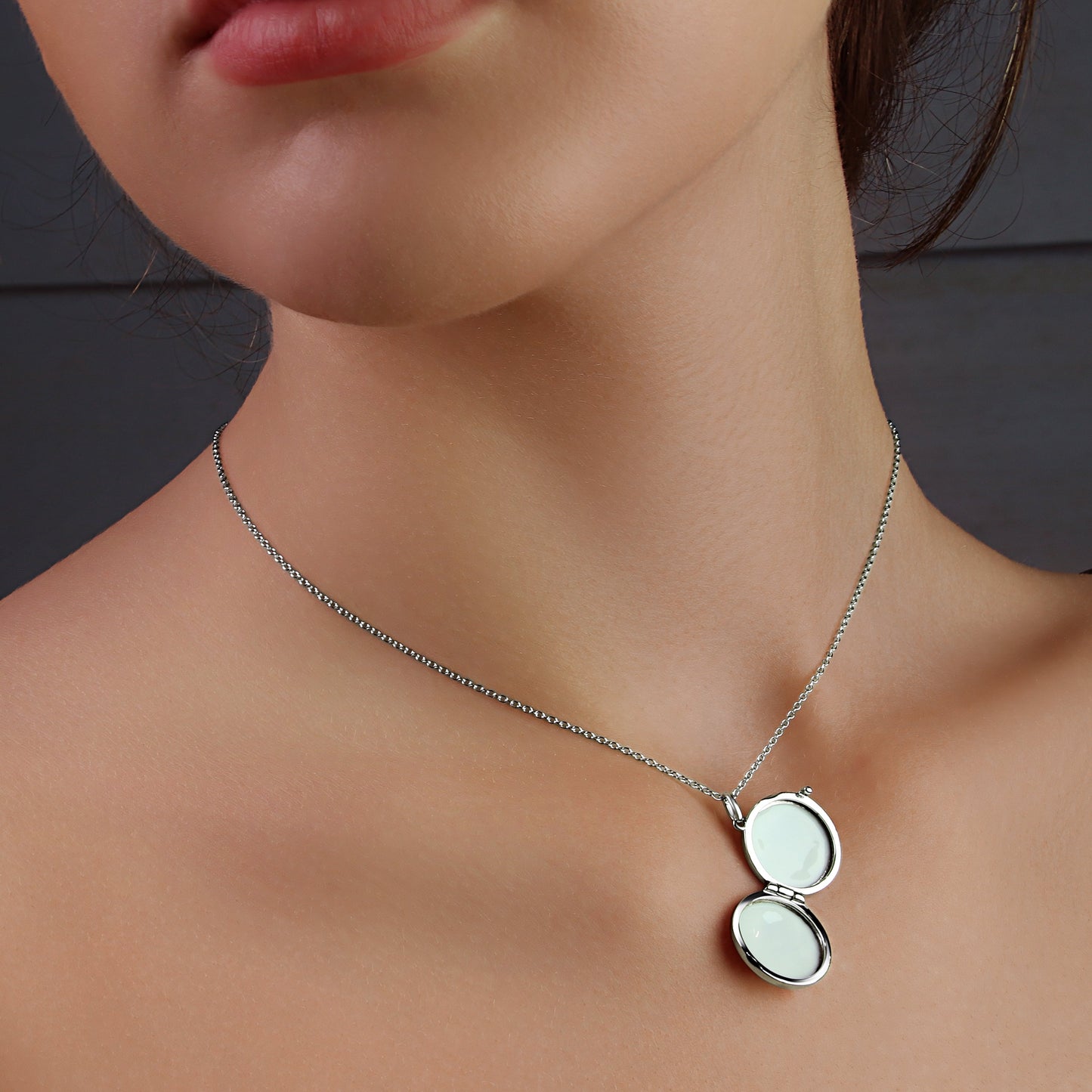 GIOVE MIO Cadena con Relicario en Plata 925. Plata 925 / Blanco / 17MM