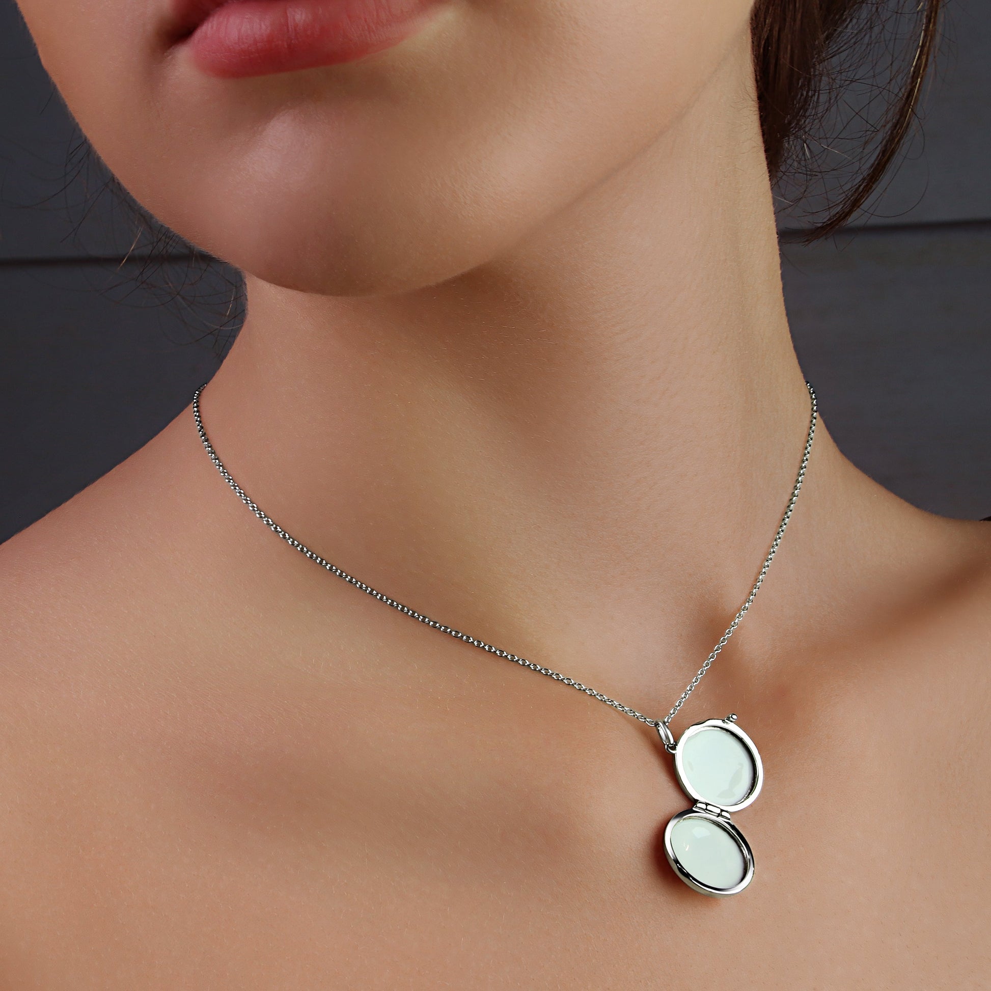 GIOVE MIO Cadena con Relicario en Plata 925. Plata 925 / Blanco / 17MM