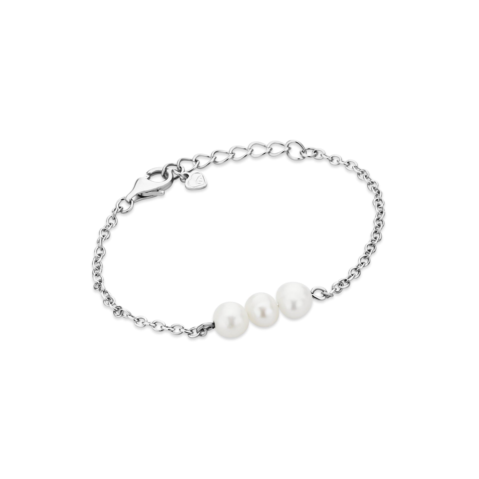 GIOVE MIO Pulsera con Cuentas con Perlas en Plata 925. Plata 925 / Blanco
