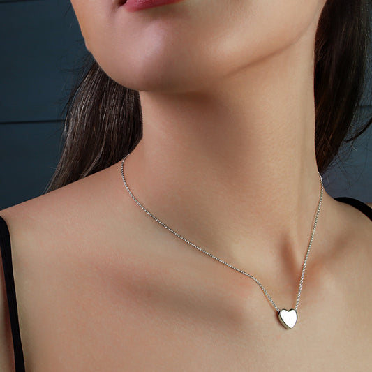 GIOVE MIO CHAIN NECKLACE WITH HEART CHARM IN WHITE 925 SILVER