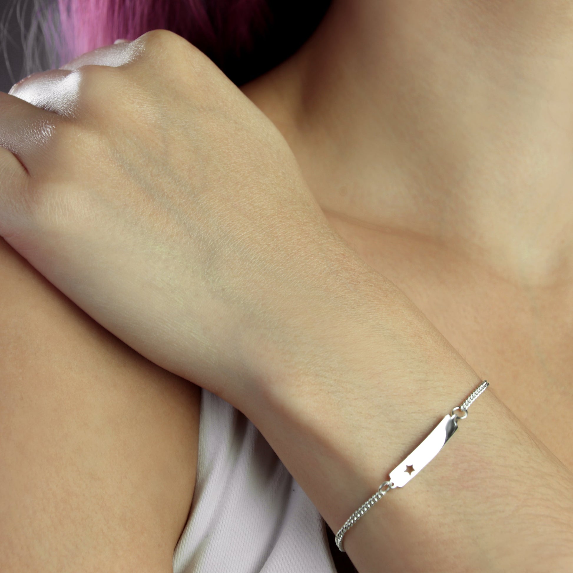 GIOVE MIO Esclava con Placa en Plata 925. Plata 925 / Blanco / 24X5MM