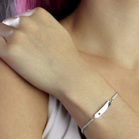 GIOVE MIO Esclava con Placa en Plata 925. Plata 925 / Blanco / 24X5MM