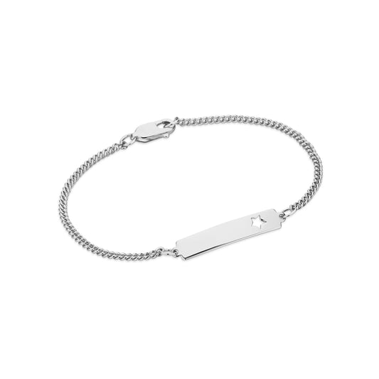 GIOVE MIO PLATE AND STAR BRACELET IN WHITE 925 SILVER