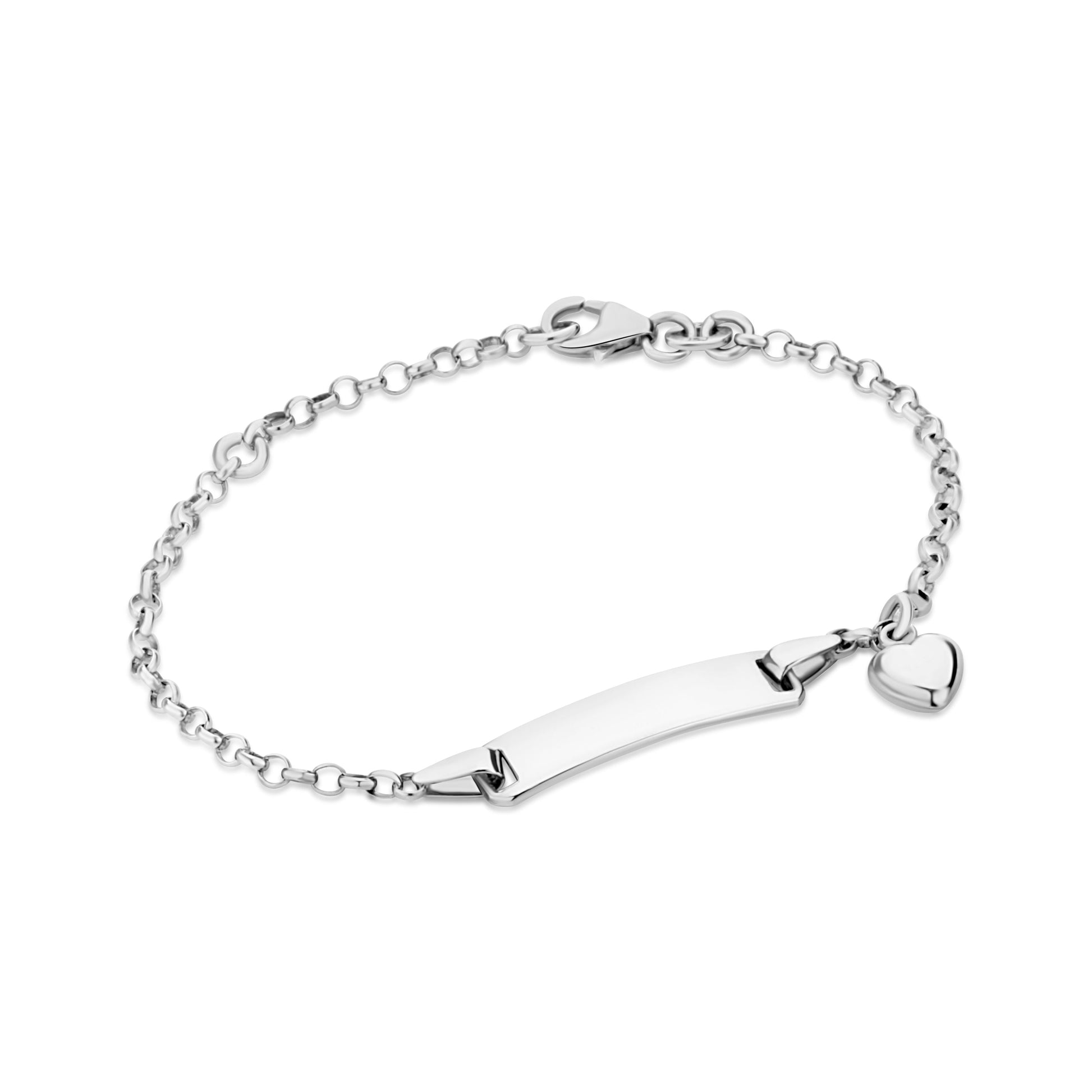 GIOVE MIO Esclava con Placa y Corazones en Plata 925. Plata 925 / Blanco / 23X5MM