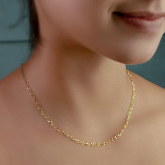 GIOVE MIO HEART CHAIN NECKLACE IN 14KT YELLOW GOLD