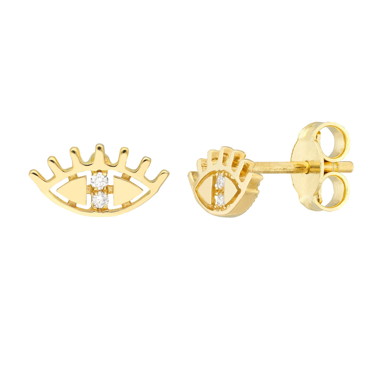 GIOVE MIO Studs de Ojito en Oro Amarillo de 14Kt con Diamantes Naturales. Oro 14Kt / Amarillo / 9X5MM
