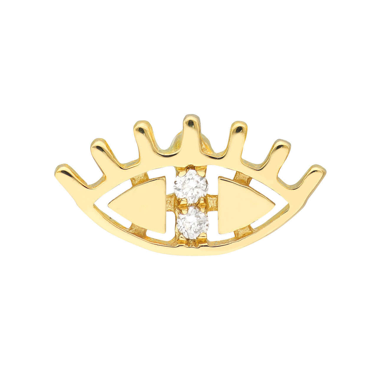 GIOVE MIO Studs de Ojito en Oro Amarillo de 14Kt con Diamantes Naturales. Oro 14Kt / Amarillo / 9X5MM