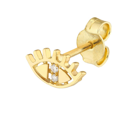 GIOVE MIO Studs de Ojito en Oro Amarillo de 14Kt con Diamantes Naturales. Oro 14Kt / Amarillo / 9X5MM