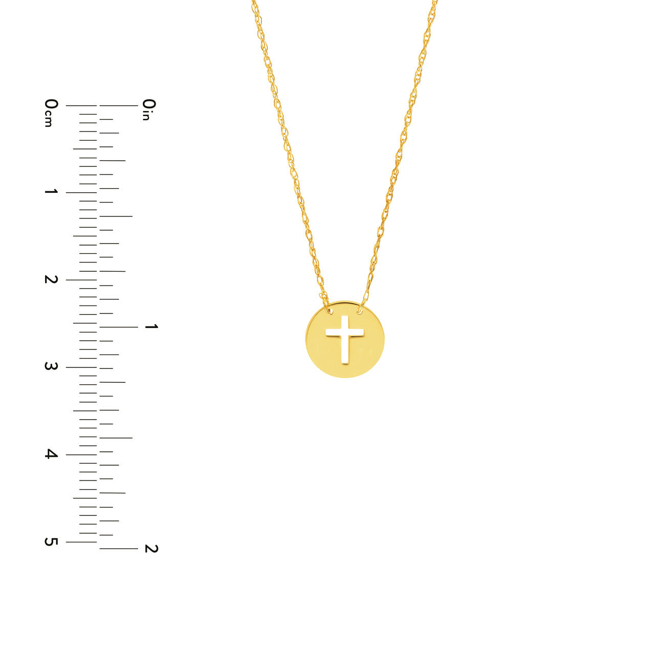 GIOVE MIO Cadena con Dije Circular y Cruz en Oro Amarillo de 14Kt. Oro 14Kt / Amarillo / 9MM