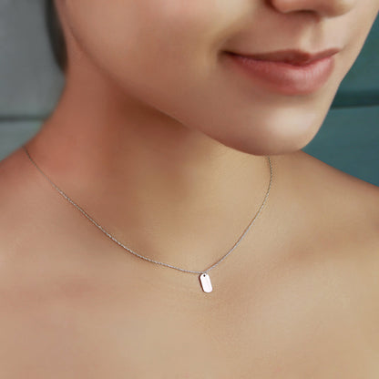 GIOVE MIO Cadena con Placa en Oro Blanco de 14Kt. Oro 14Kt / Blanco / 5X10MM