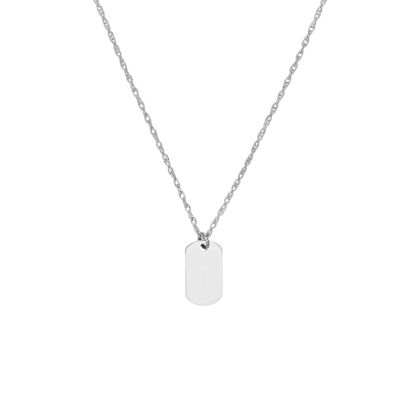 GIOVE MIO Cadena con Placa en Oro Blanco de 14Kt. Oro 14Kt / Blanco / 5X10MM