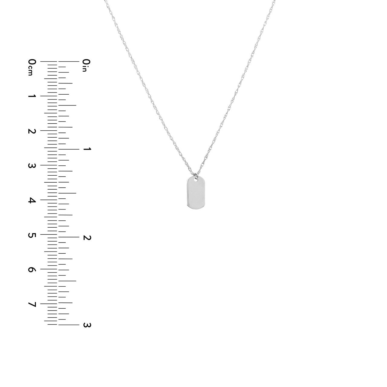 GIOVE MIO Cadena con Placa en Oro Blanco de 14Kt. Oro 14Kt / Blanco / 5X10MM