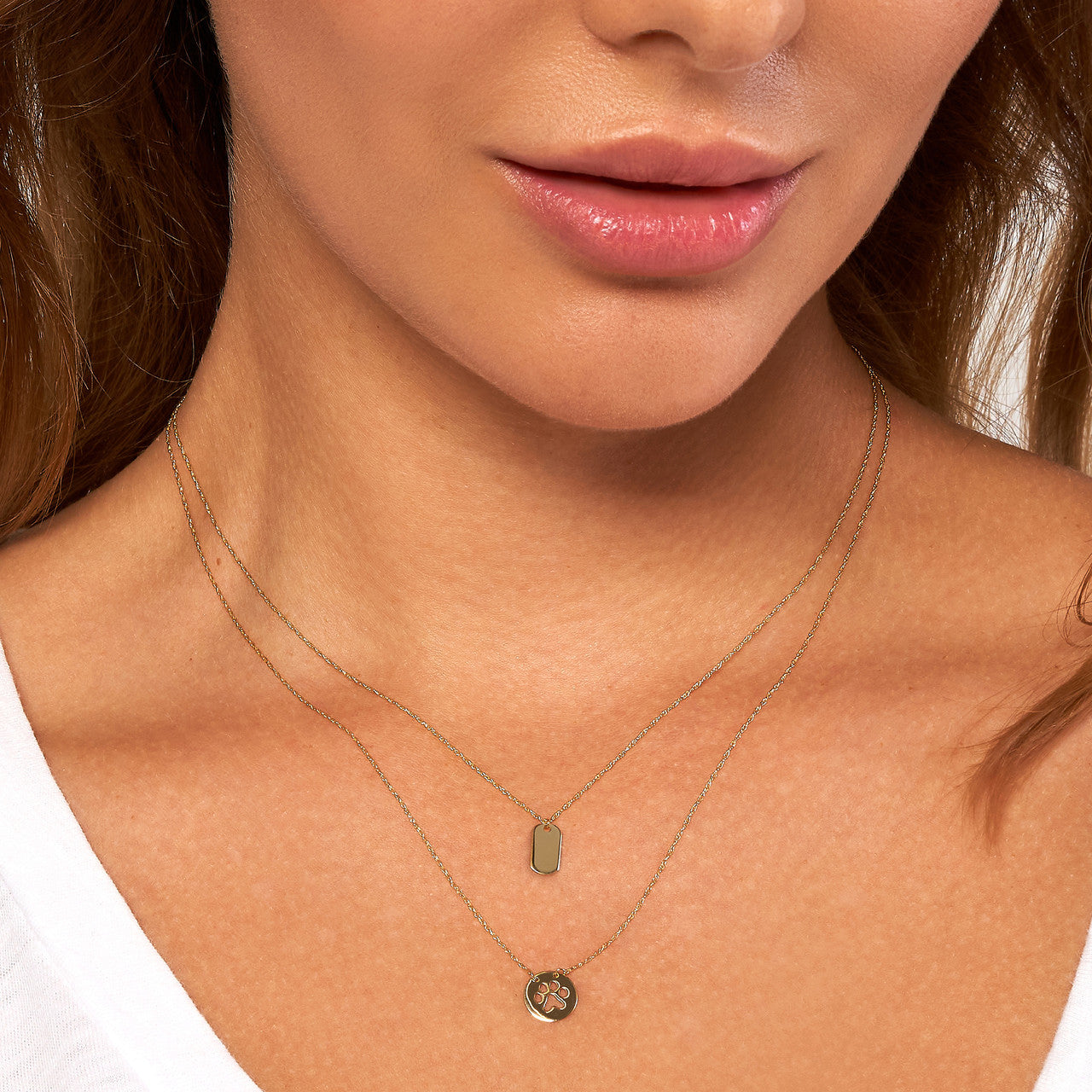 GIOVE MIO Cadena con Placa en Oro Blanco de 14Kt. Oro 14Kt / Blanco / 5X10MM