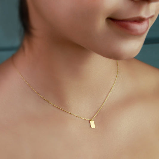 GIOVE MIO CHAIN NECKLACE WITH PLATE CHARM IN 14KT YELLOW GOLD