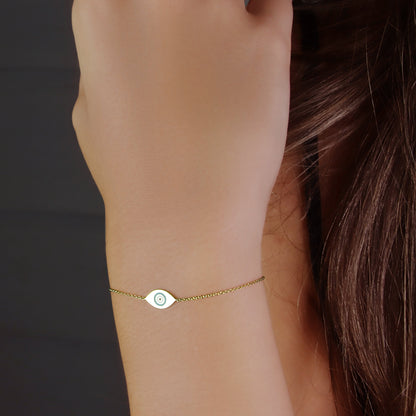 GIOVE MIO Pulsera Ajustable con Dije de Ojo Turco en Oro Amarillo de 14Kt. Oro 14Kt / Amarillo / PEND 7X15MM