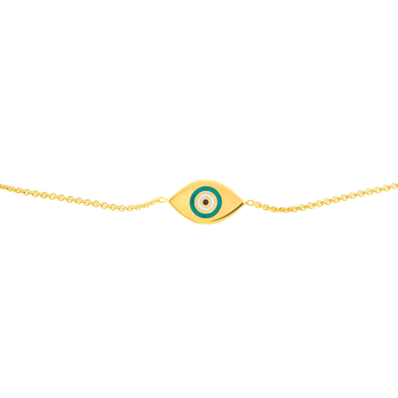 GIOVE MIO Pulsera Ajustable con Dije de Ojo Turco en Oro Amarillo de 14Kt. Oro 14Kt / Amarillo / PEND 7X15MM