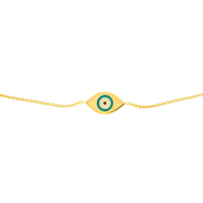 GIOVE MIO Pulsera Ajustable con Dije de Ojo Turco en Oro Amarillo de 14Kt. Oro 14Kt / Amarillo / PEND 7X15MM