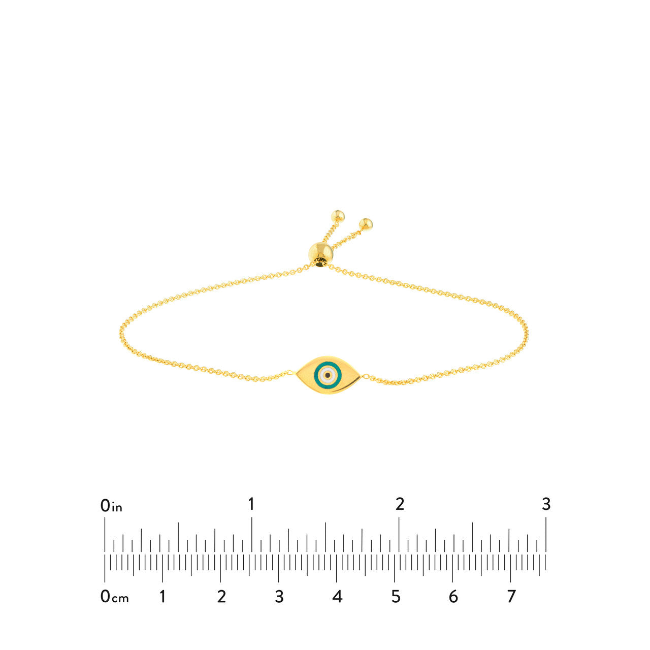 GIOVE MIO Pulsera Ajustable con Dije de Ojo Turco en Oro Amarillo de 14Kt. Oro 14Kt / Amarillo / PEND 7X15MM