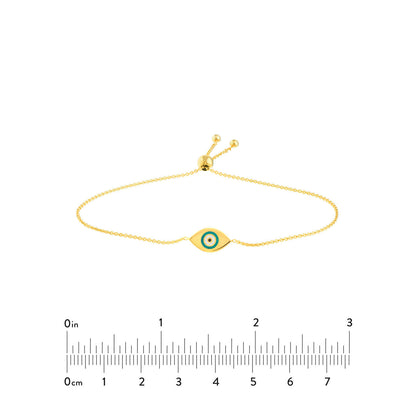 GIOVE MIO Pulsera Ajustable con Dije de Ojo Turco en Oro Amarillo de 14Kt. Oro 14Kt / Amarillo / PEND 7X15MM