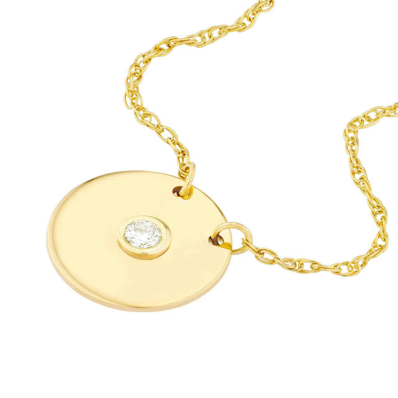GIOVE MIO Cadena con Dije Circular en Oro Amarillo de 14Kt con Diamante Natural. Oro 14Kt / Amarillo / 9MM