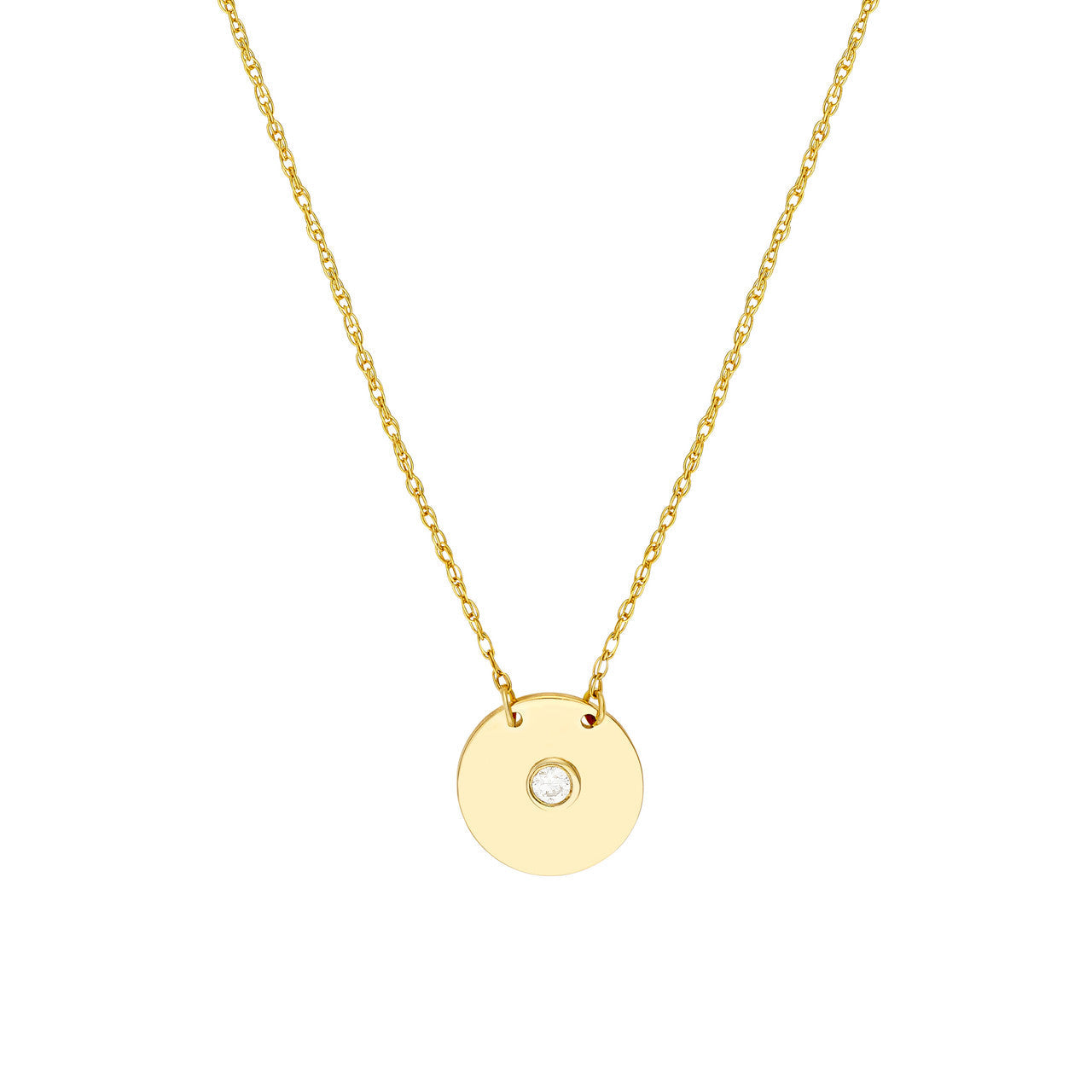GIOVE MIO Cadena con Dije Circular en Oro Amarillo de 14Kt con Diamante Natural. Oro 14Kt / Amarillo / 9MM