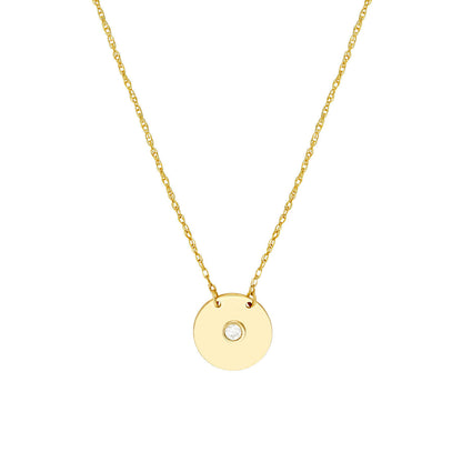 GIOVE MIO Cadena con Dije Circular en Oro Amarillo de 14Kt con Diamante Natural. Oro 14Kt / Amarillo / 9MM