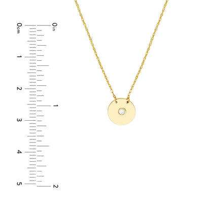 GIOVE MIO Cadena con Dije Circular en Oro Amarillo de 14Kt con Diamante Natural. Oro 14Kt / Amarillo / 9MM