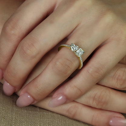 GIOVE MIO Anillo Fashion en Oro Amarillo de 14Kt con Diamante Creado en Laboratorio y Diamantes Creados en Laboratorio. Oro 14Kt / Amarillo