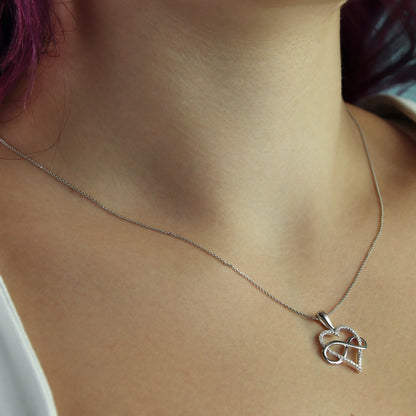 GIOVE MIO Dije de Corazón E Infinito en Oro Blanco de 14Kt con Diamantes Naturales. Oro 14Kt / Blanco / 17X16MM