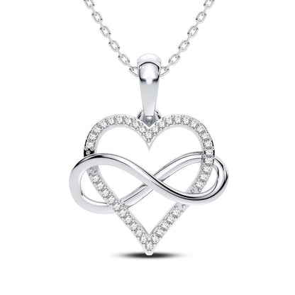 GIOVE MIO Dije de Corazón E Infinito en Oro Blanco de 14Kt con Diamantes Naturales. Oro 14Kt / Blanco / 17X16MM