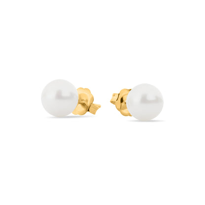GIOVE MIO Studs en Oro Amarillo de 14Kt con Perlas Cultivadas de Aguadulce. Oro 14Kt / Amarillo / 6MM
