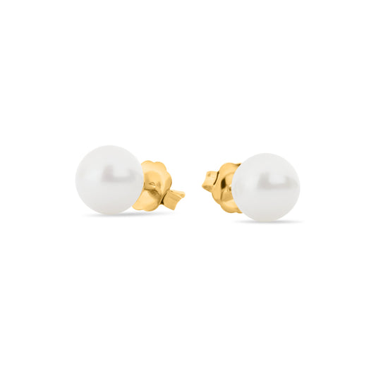 GIOVE MIO Studs en Oro Amarillo de 14Kt con Perlas Cultivadas de Aguadulce. Oro 14Kt / Amarillo / 6MM