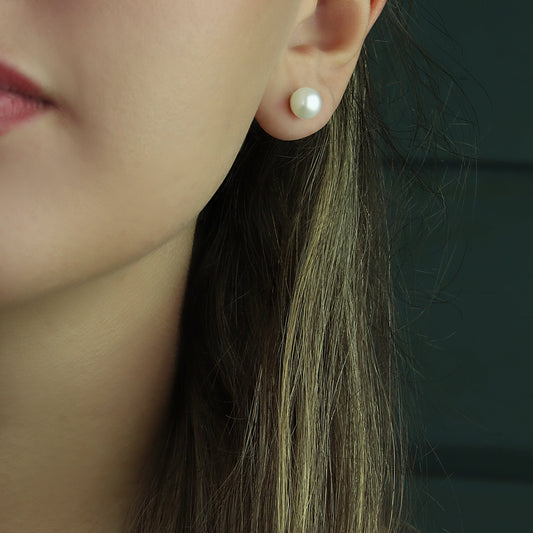 GIOVE MIO Studs en Oro Amarillo de 14Kt con Perlas Cultivadas de Aguadulce. Oro 14Kt / Amarillo / 7MM