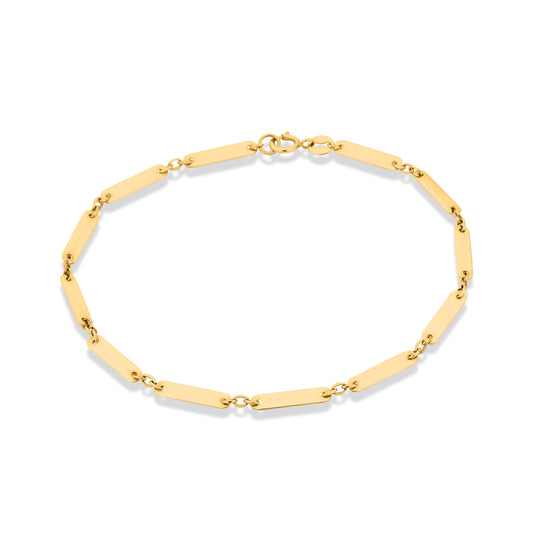 FLAT CHAIN BRACELET IN 14KT YELLOW GOLD, 19 CM LONG