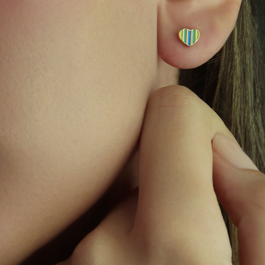 GIOVE MIO STUD EARRINGS Multicolor heart earrings with rose gold plating IN 18KT WHITE GOLD PLATED 925 SILVER