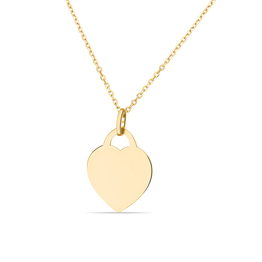 GIOVE MIO CABLE CHAIN NECKLACE Heart pendant necklace WITH 14KT YELLOW GOLD CHARM, 40 CM + 2.5 CM LONG EXTENSION