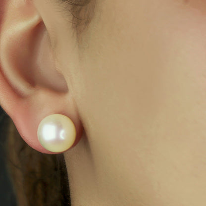 GIOVE MIO Studs en Oro Amarillo de 14Kt con Perlas Cultivadas Akoya. Oro 14Kt / Amarillo / 12MM