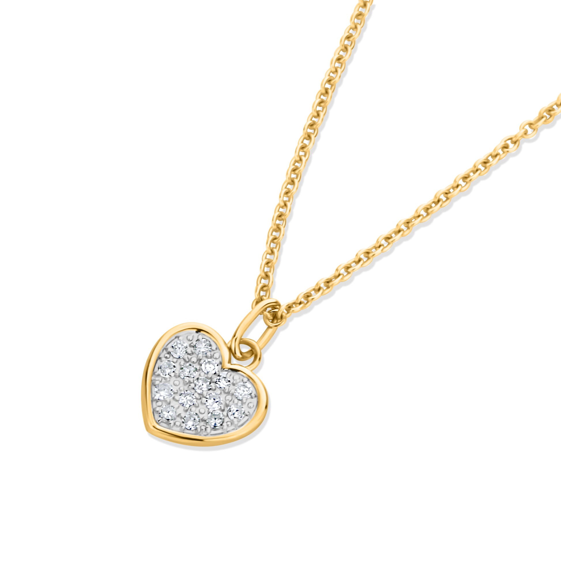 GIOVE MIO: Cadena de corazón en oro amarillo de 10kt con diamantes naturales. ¡Regala amor y brillo con este elegante dije! ORO 10KT / AMARILLO / 7 MM X 7 MM