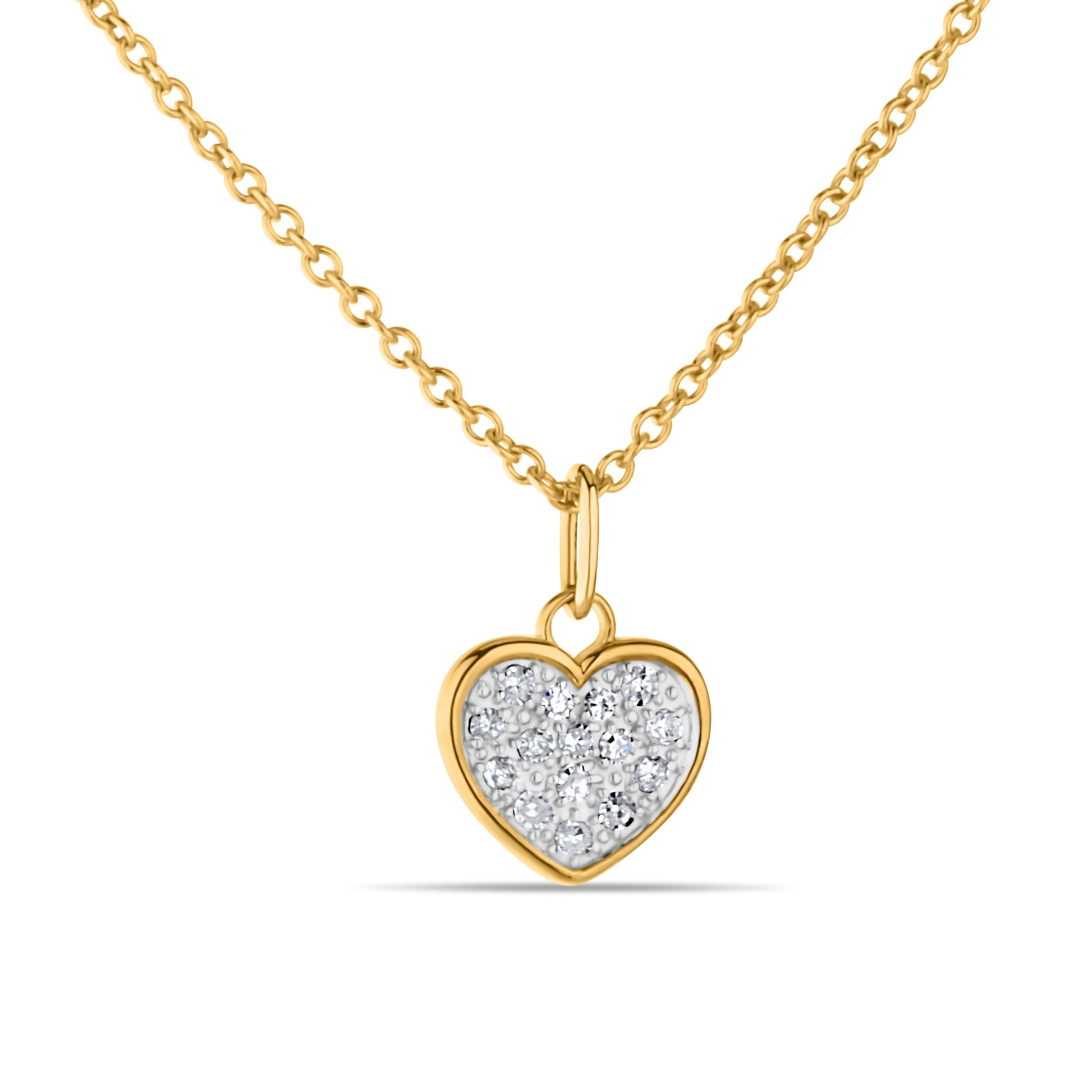 GIOVE MIO: Cadena de corazón en oro amarillo de 10kt con diamantes naturales. ¡Regala amor y brillo con este elegante dije! ORO 10KT / AMARILLO / 7 MM X 7 MM