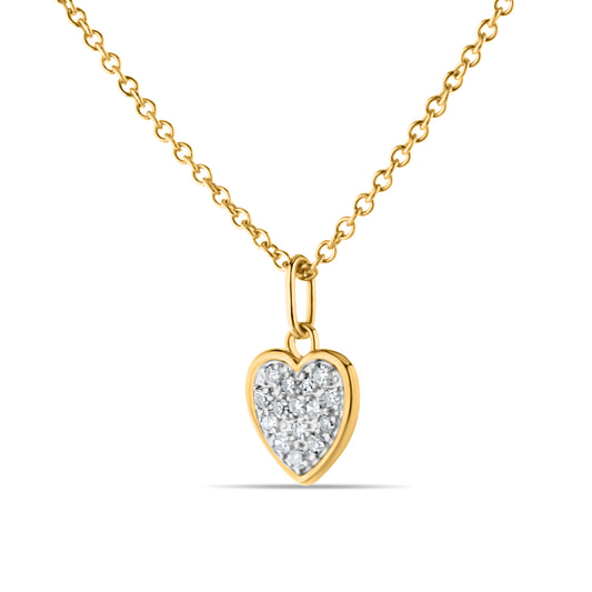 GIOVE MIO: Cadena de corazón en oro amarillo de 10kt con diamantes naturales. ¡Regala amor y brillo con este elegante dije! ORO 10KT / AMARILLO / 7 MM X 7 MM