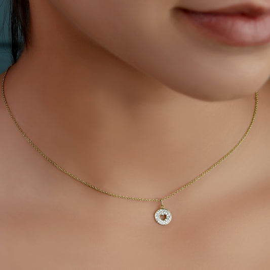 GIOVE MIO CABLE CHAIN NECKLACE WITH HEART PENDANT IN 10K YELLOW GOLD, 45 CM + 3 CM EXTENSION, FEATURING A 0.1CT NATURAL DIAMOND