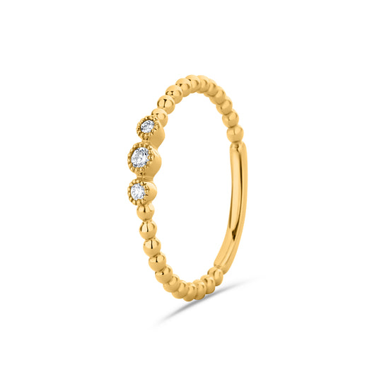 GIOVE MIO: ¡Brilla en tu gran día con nuestro anillo trilogy en oro amarillo de 14kt! Con 3 deslumbrantes diamantes naturales, este anillo en talla US 6 es el complemento perfecto para cualquier ocasión especial. ¡Destaca con estilo y elegancia! ORO 14KT / AMARILLO