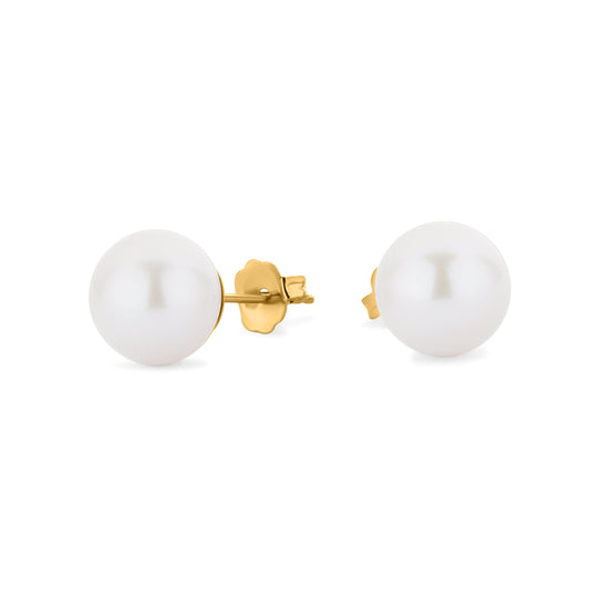 14kt yellow gold earrings with fresh water cultivated pearl 8MM