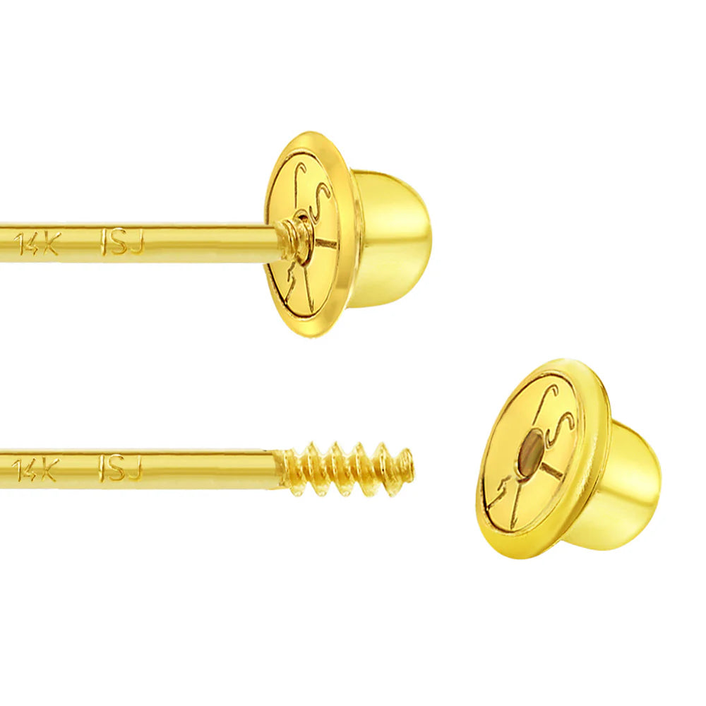 GIOVE MIO: Aretes de Bebé Oro Amarillo 14kt para Momentos Especiales. ¡Haz que los primeros recuerdos de tu pequeño brillen! Adorables aretes con cierre de seguridad. ¡Perfectos para regalar! ¡Haz que cada momento sea inolvidable con GIOVE MIO! ORO 14KT / AMARILLO / 5.80 X 5.77 X 3.60 MM