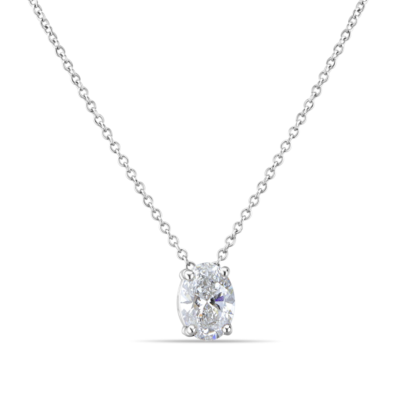 GIOVE MIO Cadena con Dancing Diamond en Oro Blanco de 14Kt con Diamante Creado en Laboratorio. Oro 14Kt / Blanco / 5.8X7.8MM