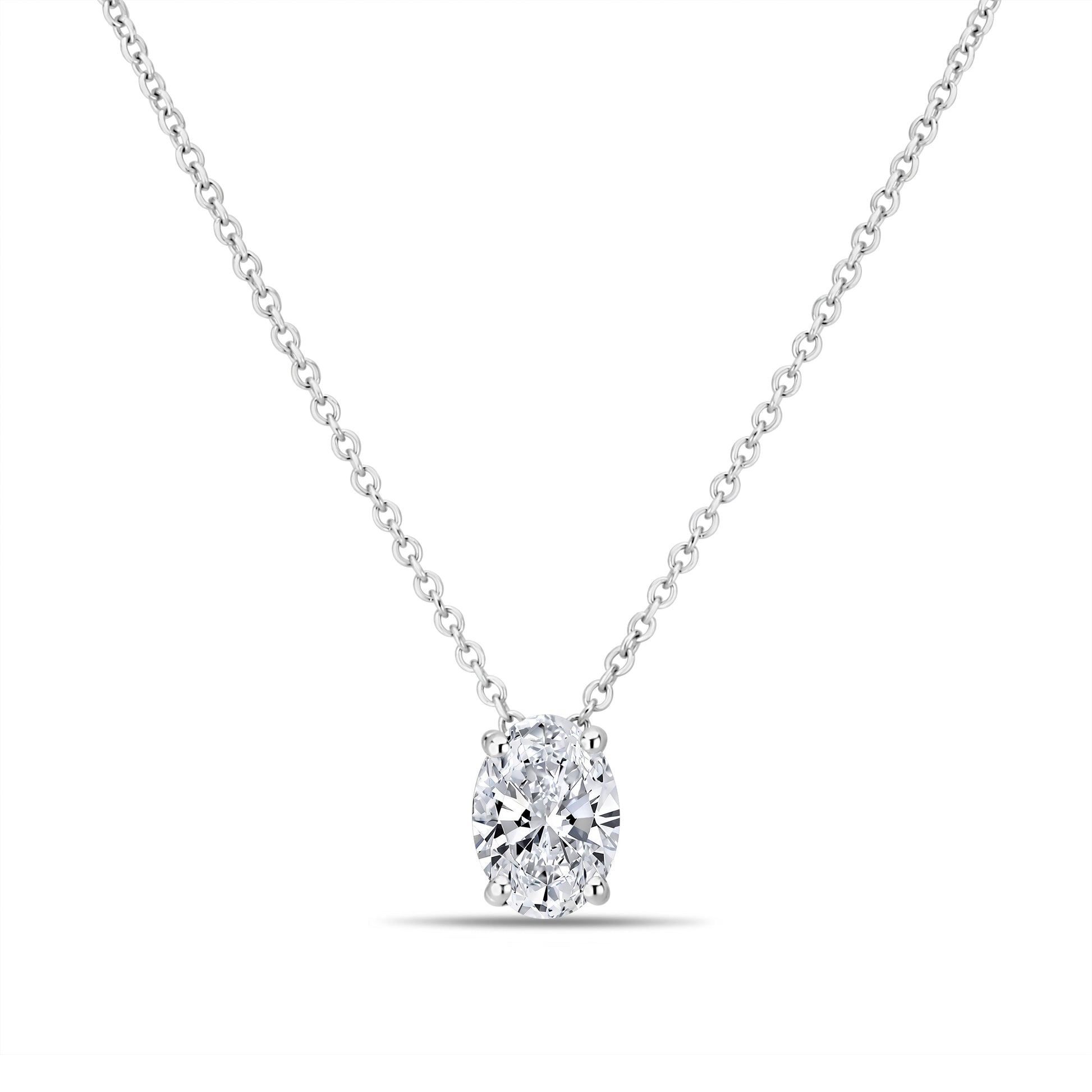 GIOVE MIO Cadena con Dancing Diamond en Oro Blanco de 14Kt con Diamante Creado en Laboratorio. Oro 14Kt / Blanco / 5.8X7.8MM