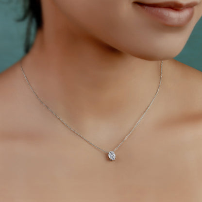 GIOVE MIO Cadena con Dancing Diamond en Oro Blanco de 14Kt con Diamante Creado en Laboratorio. Oro 14Kt / Blanco / 5.8X7.8MM