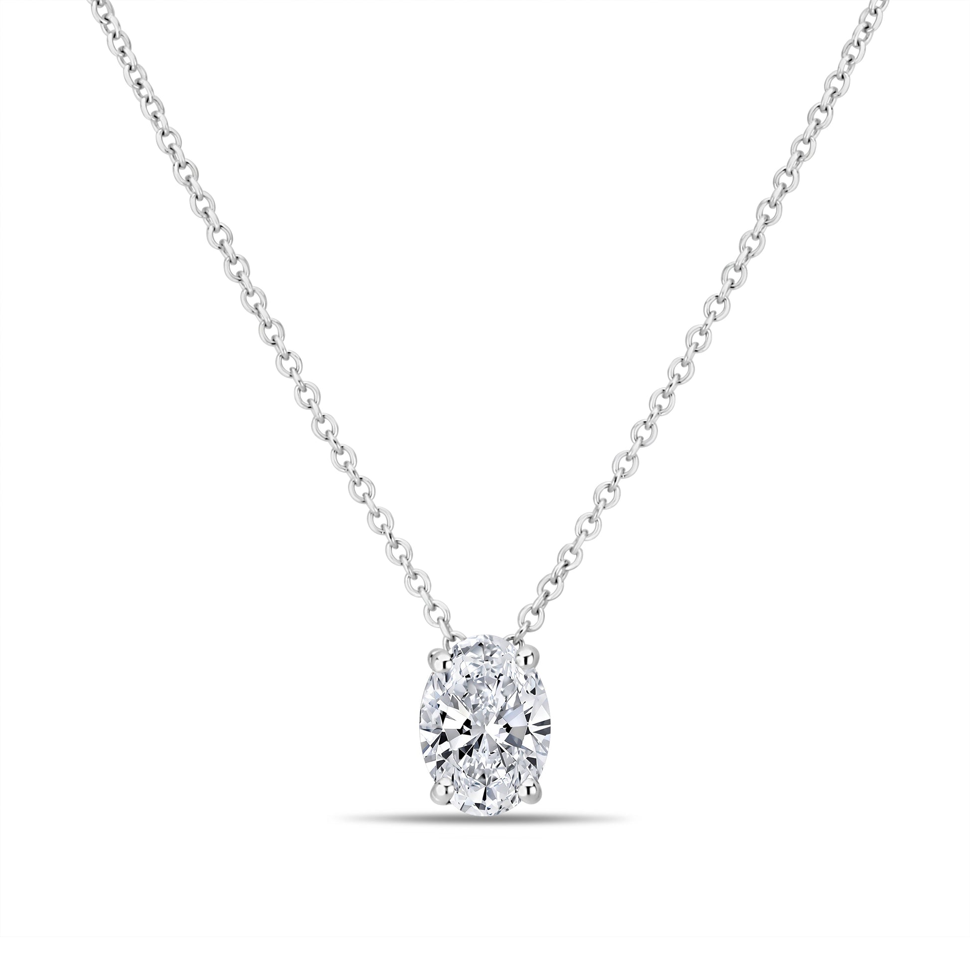 GIOVE MIO NECKLACE IN 14KT WHITE GOLD WITH LAB-CREATED OVAL DIAMOND PENDANT 1.01CT – 45 CM IN LENGTH